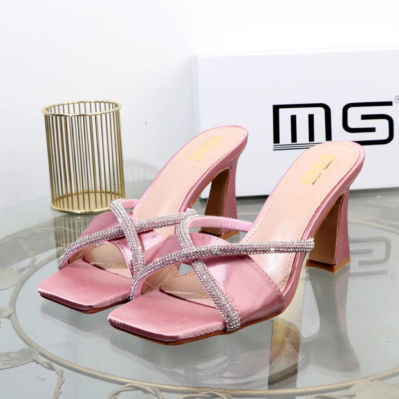 Luxury designer stiletto heels with rhinestones for plus size women
