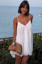 Sleeveless Mini Dress with Straps and High Waist