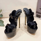 Metal Rivet Super High Heel Platform Slippers for Women Fashion