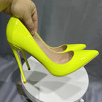 Green Patent Pointy Toe High Heels for Elegant Women