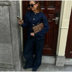 TAVIMART  -  Fashion Y2K Denim Jacket For Women 2025 Spring Elegant O-neck Single Breasted Coat Female Chic Street Long Sleeve Lady Outerwear