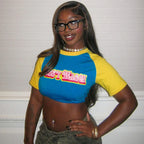 Color Clash Round Neck Spice Girls Crop Top