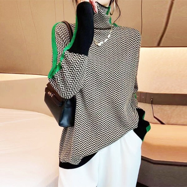 | Herringbone Turtleneck
