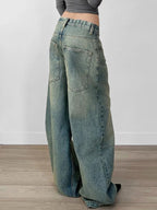 Streetwear y2k Tie Dye Baggy Jeans Women Casual Low Rise Loose Denim Pants Korean Fashion Denim Trousers Retro Mom Jeans