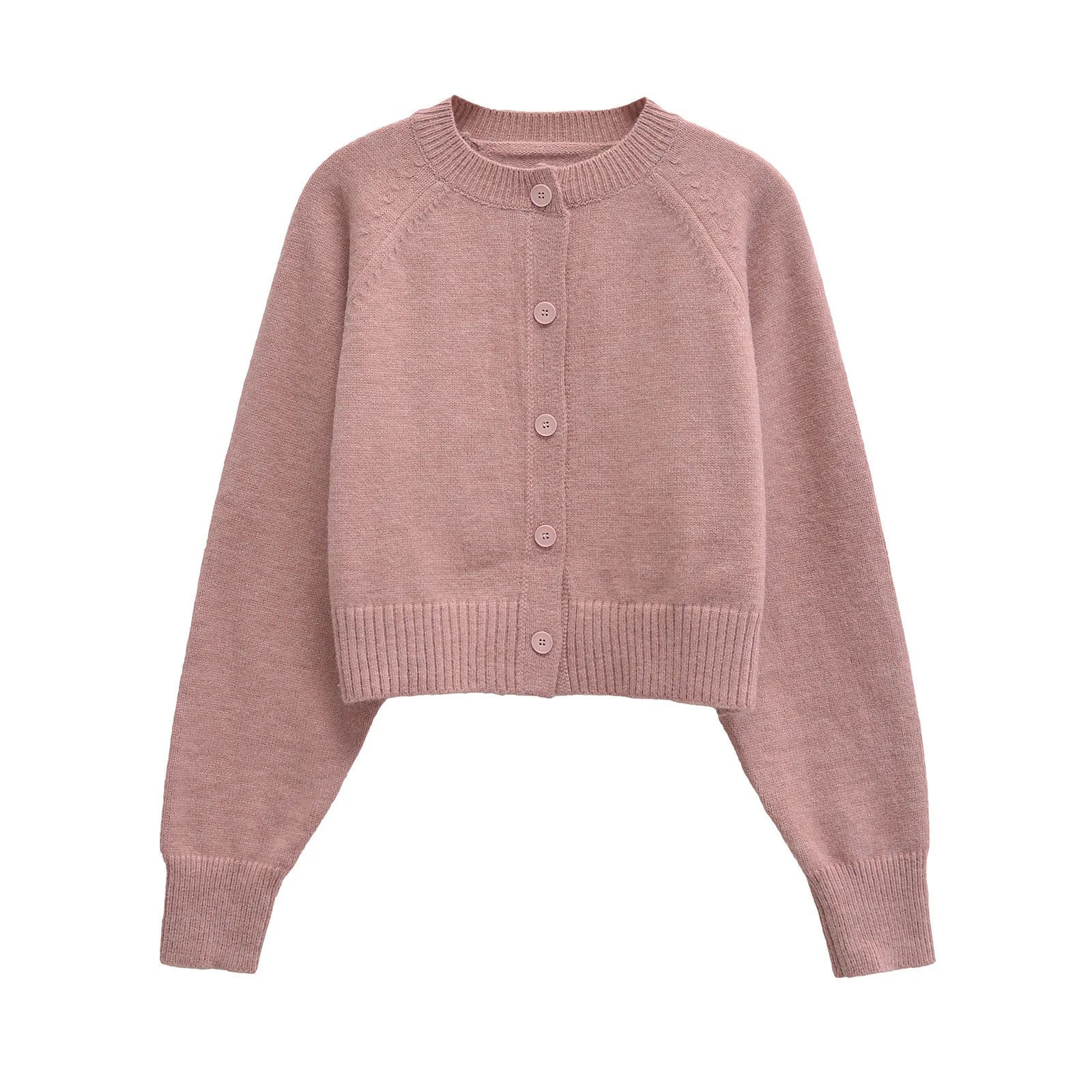 Solid Cropped Cardigan Sweater Women Autumn Long Sleeve O Neck Single Breasted Jumpers New Casual Fashion Knitted Outerwear