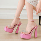Pink High Heel Sandals for Women