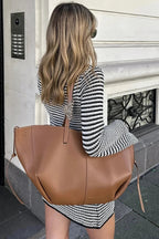 Striped Flare Sleeve Mini Dress with High Waist