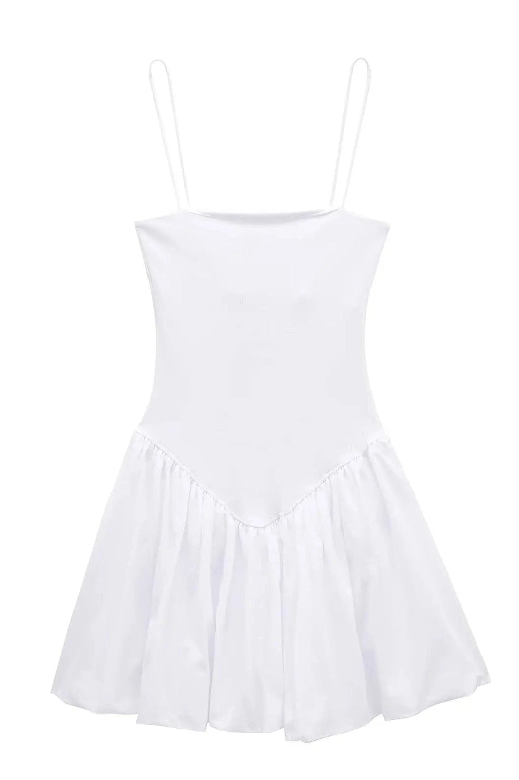 Spaghetti Strap Patchwork High Waisted Mini Dress