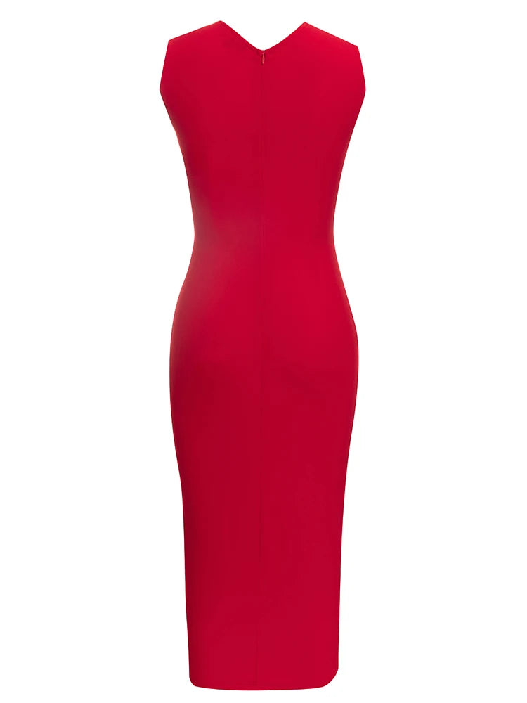 Ireka Red Cut Out Midi Dress