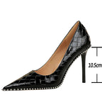 High Heels Women Pumps with Rivet Metal Chain