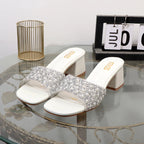 Rhinestone Slippers - Summer Fashion with Thick High Heel for Women