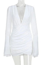 Mesh V-Neck Mini Dress
