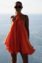 Sleeveless Mini Dress with Straps and High Waist
