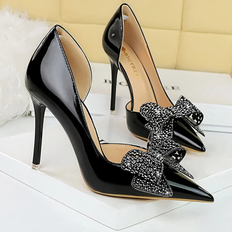 Luxury Rhinestone Bowknot Lady Heels 10.5cm Heels