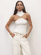 Tossy Sexy Off-Shoulder Patchwork Cami Top