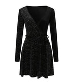 Nina Effortless Sequin Wrap Dress Chic Elevated Occasion Wear