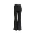 Women Lace Patch Strap Bootcut Pants white