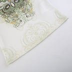 DressBetty - Slim Knitted Vest White Sleeveless O Neck Butterfly Vintage Print Tank Crop Tops