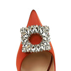 Rhinestone Women Pumps Silks Satins High Heels Stilettos Wedding Shoes