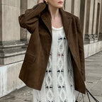 Fashion Turn Down Collar Suit Jacket for Women Casual Long Sleeve Single Breasted Female Coats 2024 Autumn Office Ladies Suits