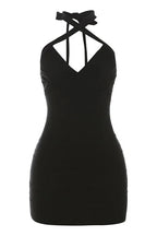 Lace Up Deep V Neck Backless Slim Fit Mini Dress