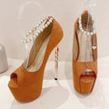 String Bead Buckle Strap Woman Pumps Platform Stiletto High Heels