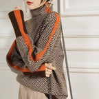 | Women Luxe Herringbone Turtleneck Sweater