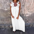 Bow Shoulder Strap Scoop Neck Loose Fit Pocket Maxi Dress