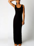 Scoop Neck Tank Strap Sleeveless Bodycon Maxi Dress
