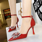 Luxury High Heel Rhinestone Bowknot Sandals for Women
