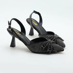 Summer rhinestone stiletto heels with pointed sandals