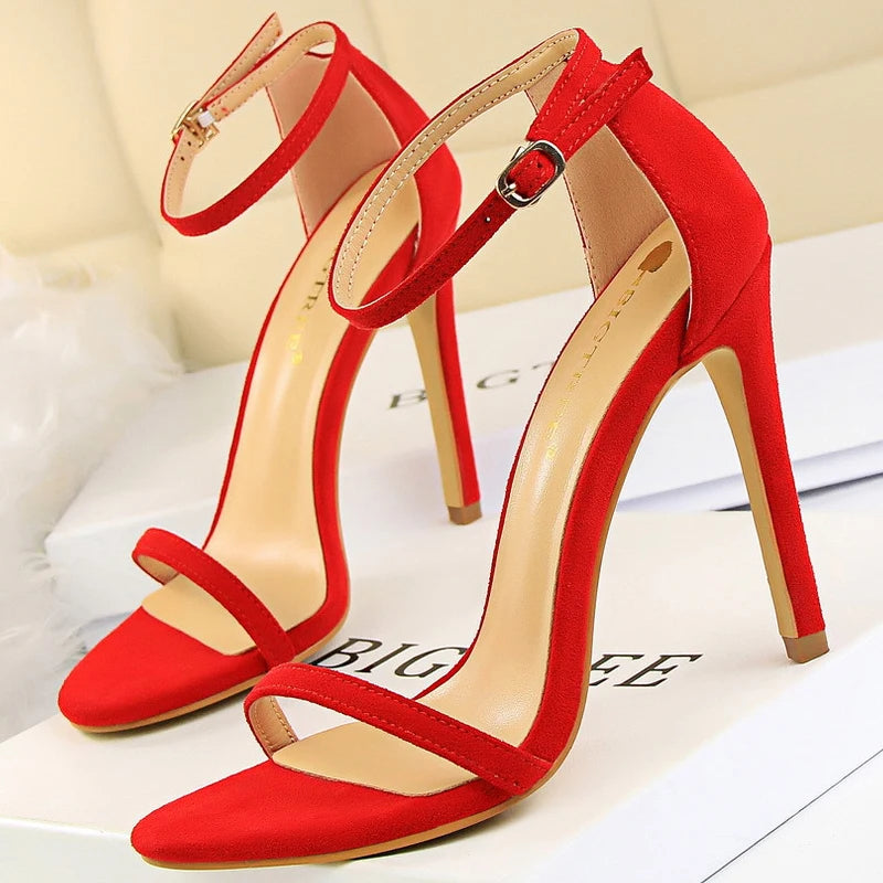 Suede Hollow High Heel Stiletto Sandals for Women