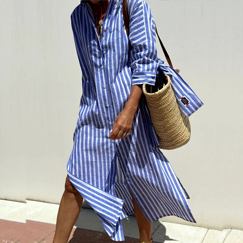 Mariana Minimalist Striped Shirt Dress Designer Edit