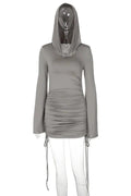 Slim Fit Lace Up Pleated Mini Dress