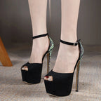 Rhinestone Fetish High Heels Platform Sandals for Women