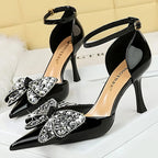 Women's Rhinestone Bowknot High Heel Sandals Summer Pumps