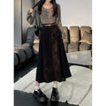 AmyVictoria | Classic Belt Corduroy Midi Skirt