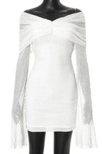 Off-Shoulder Bodycon Mini Dress with Long Sleeves