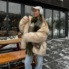 Luxury Brand Fluffy Faux Fur Jacket Women Winter Long Thicken Warm Gradient Fox Fur Coat Streetwear Furry Overcoat