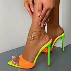Pointed Toe Mule High Heels Pumps Stripper Slipper for Summer