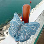 Denim Butterfly Flower Thin Heels Slipper for Women