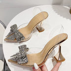 Crystal Sequined Bowknot Women Pumps with Sexy Pointed Toe High Heels
