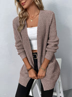 DressBetty - Solid Color Pockets Long Cardigan