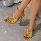 Bohemian Sandals with String Beads and High Heels