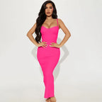 Strapless Corset Bustier Sweetheart Neck Bodycon Maxi Dress