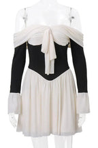 Strapless Backless Pleated Long Sleeve Mini Dress