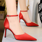 Summer Satin Kitten Heel Wedding Pumps for Women