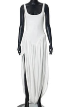 Patchwork Slit High Waist Sleeveless Mini Dress