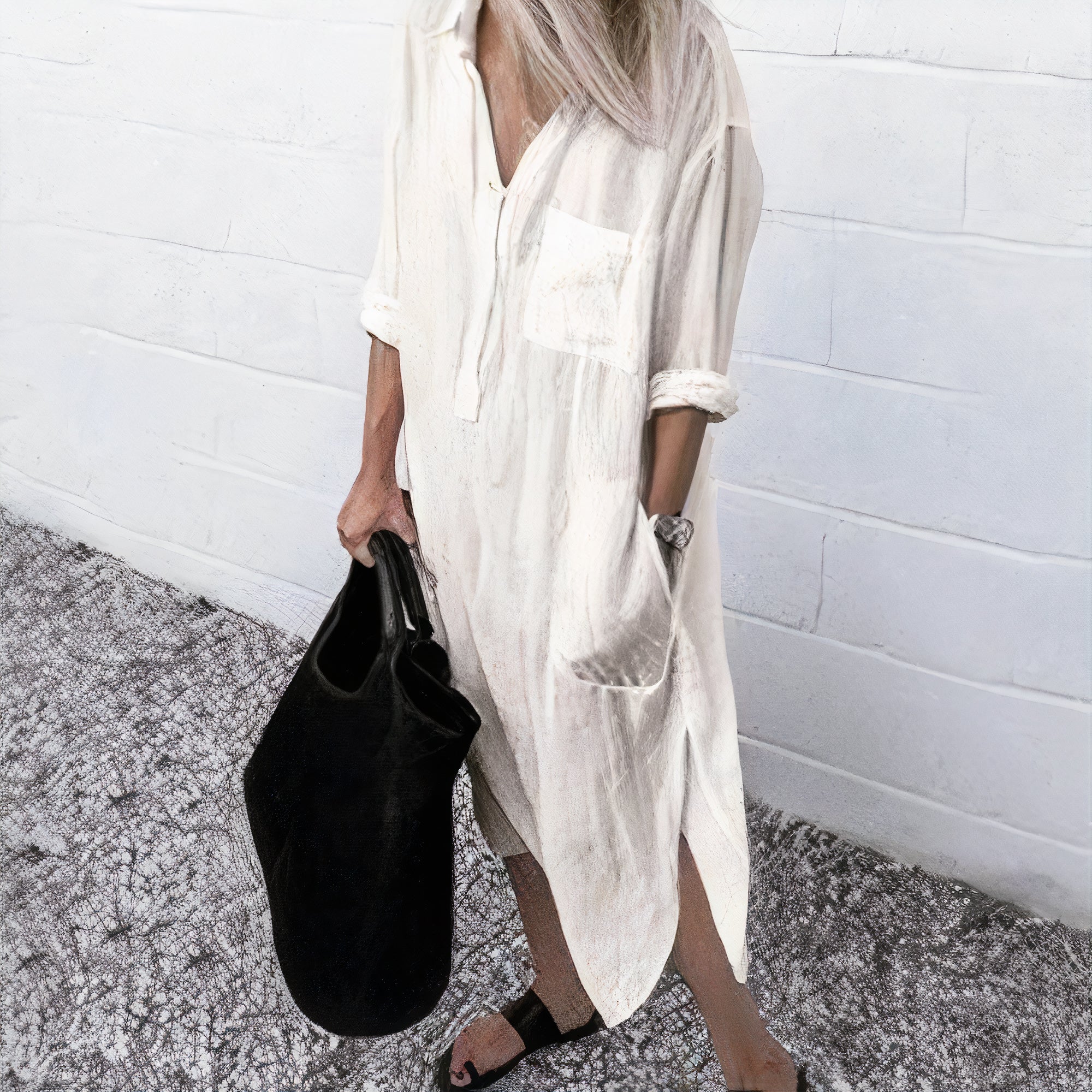 Teodora Minimalist Long Casual Dress Boutique Collection