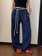 Y2k Kpop Red Sweatpants Women Baggy Harajuku Korean Hip Hop Style Wide Leg Jogger Pants Streetwear Oversized Aesthetic